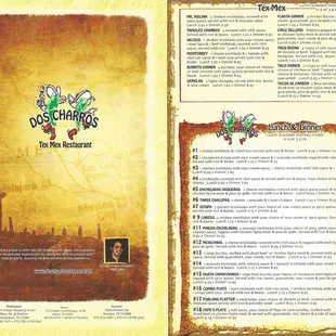 It&apos;s difficult to find a menu for Dos Charros so I took a photo of one for the Yelp Community.