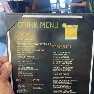 Drink menu