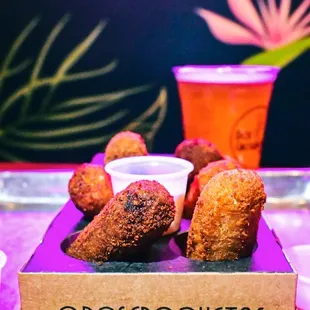 a tray of fried croquets