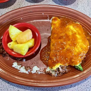 Viva Mexico omelette minus the potatoes and muffin.