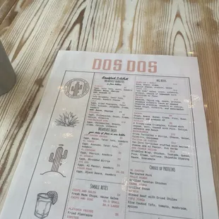Dos Dos menu!