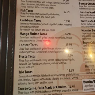 Many different tacos choices