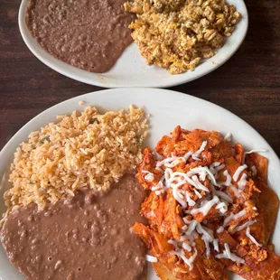 Chorizo meal and chilaquiles