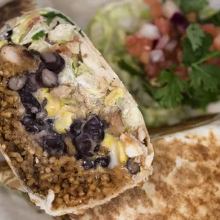 a burrito and a salad