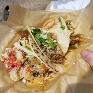 Beef, Chicken and Barbacoa loaded tacos!
