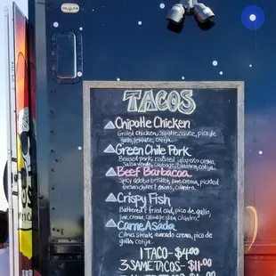 Menu! Too bad they were out of the Green Chile Pork, the Carne Asada, and pico de gallo.