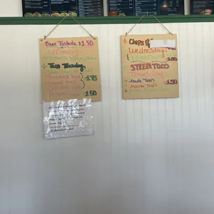 The menu for Weekly Taco Menu.