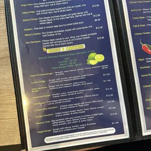 Menu great variety. Mexican food &amp; breakfast