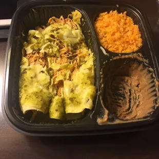 Beans and rice were ok... the actual chicken enchiladas were awful and I didn&apos;t eat them
