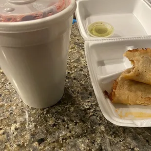 jamaica water, green salsa, chorizo quesadillas (small)
