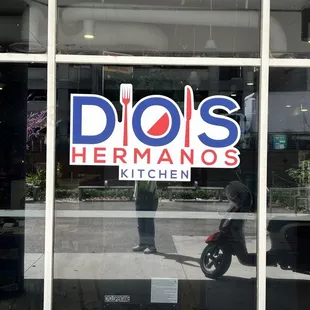 Outside the restaurant/library