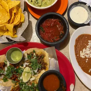 Street Tacos, Guacamole, Rice &amp; Beans