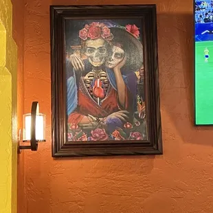 Painting in the dining area