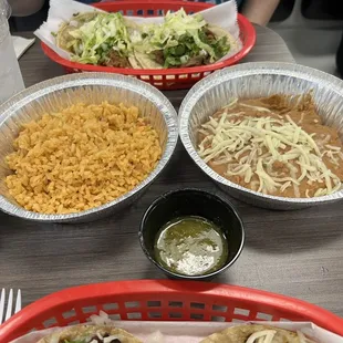 Rice and refried beans side dishes