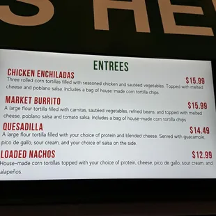 Similar menu to their food truck and restaurant