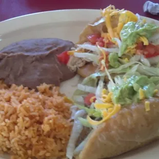 Puffy Tacos. One beef, one chicken.