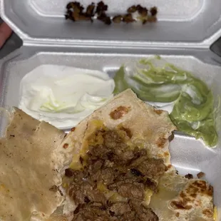 Burnt Carne Quesadilla