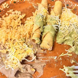 15. Four Rolled Tacos with Guacamole Combination Plate