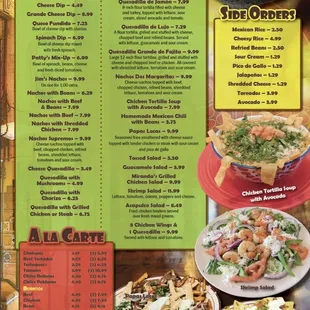 a menu for a mexican restaurant