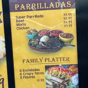 a menu for a mexican restaurant
