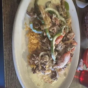 Dirty rice with steak