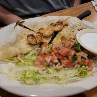 Burrito with steak and shrimp