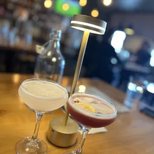 Lychee martini (left) and Blackberry martini (right).