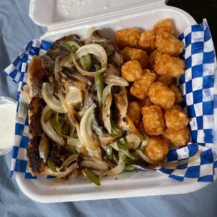 Philly Tri tip with tots