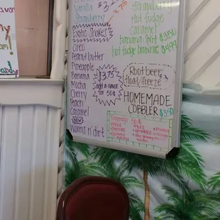 Their milkshake menu