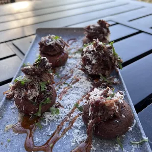 a plate of appetizers