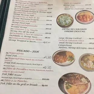 a menu for a mexican restaurant