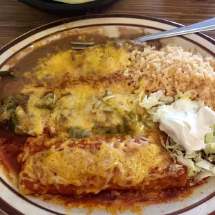 Cheese Chile Relleno and Shrimp Enchilada