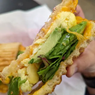 Look at all the veggies in the breakfast panini!