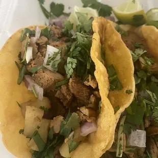This was supposed to be pastor tacos. It was dry with canned pineapple chunks.
