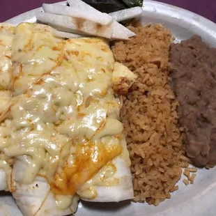 Bean and Cheese Burrito dinner add cheese on top