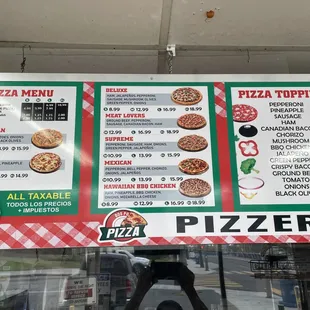 menus and prices