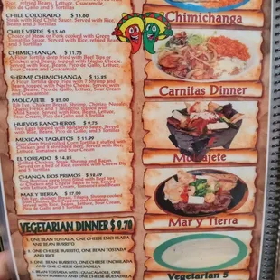 a menu for a mexican restaurant