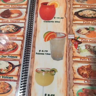 a menu for a mexican restaurant