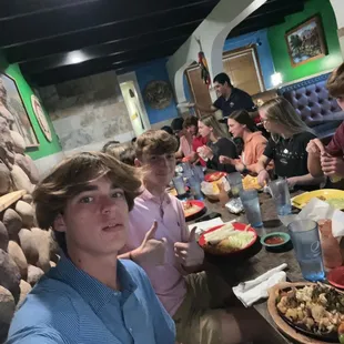 Me and the lads eatin out yea