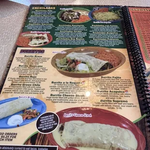 burritos and wraps, menu