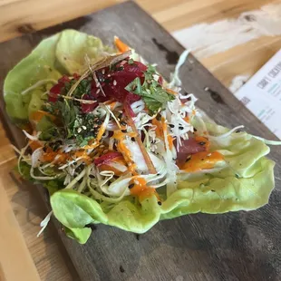 Ahi lettuce wrap
