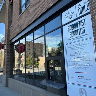 Takeout window for yummy breakfast burritos