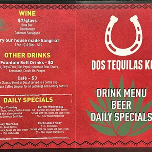 Beverage Menu (1 of 2) and Specials