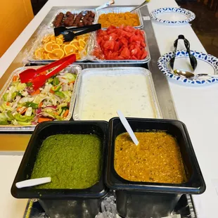 Lunch buffet fruits, desserts and chutneys