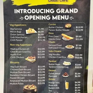 05/26/2022 is the grand opening. Menu on opening day.