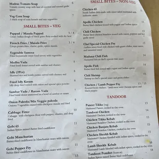 the menu
