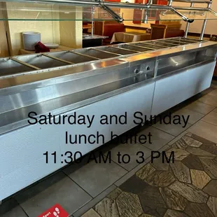 What a delicious lunch buffet of nothing. This photo was taken on Saturday at 12 o&apos;clock.