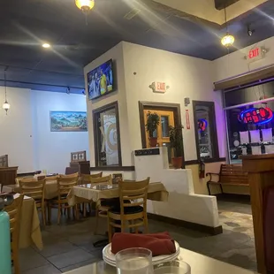 a view of the dining area