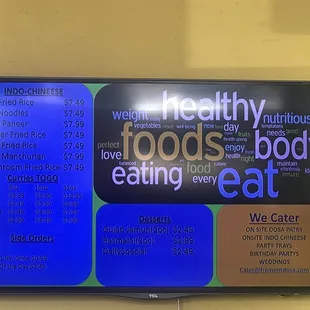 a menu for healthy foods