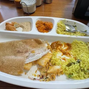 Plain Dosa Chutneys  Lemon rice
